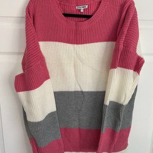 Pink Gray & White Sweater
